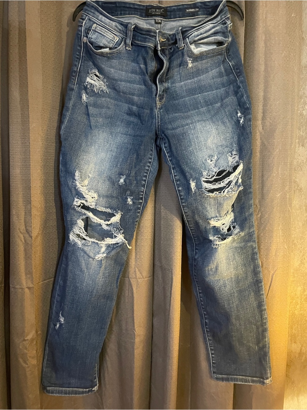 Judy Blue Distressed Medium Blue Boyfriend Jeans